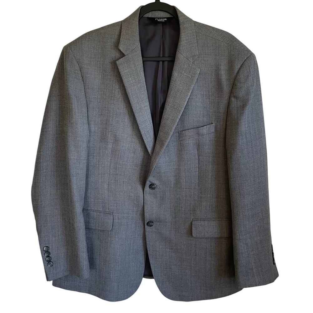Jos. A. Bank 100% Wool Blazer Sport Coat Sz 46R Traveler Tailored Fit Gray